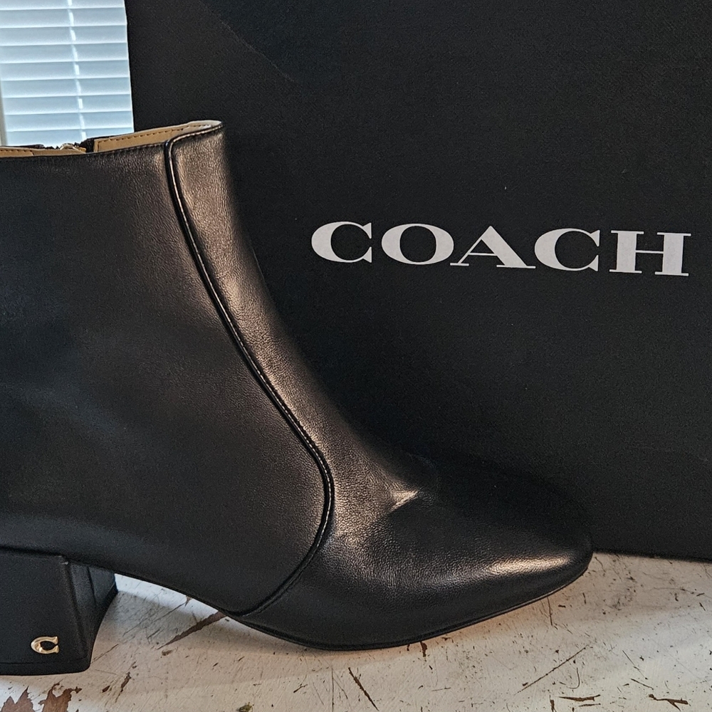 Coach Black Leather Ankle Boots